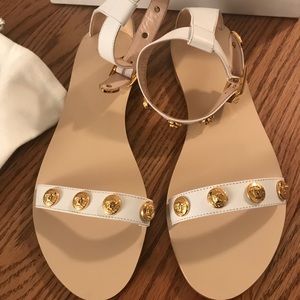 VERSACE sandals white with gold Medusa studs BNIB